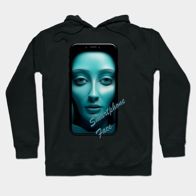 Smartphone face (blue face) Hoodie by Caravele
